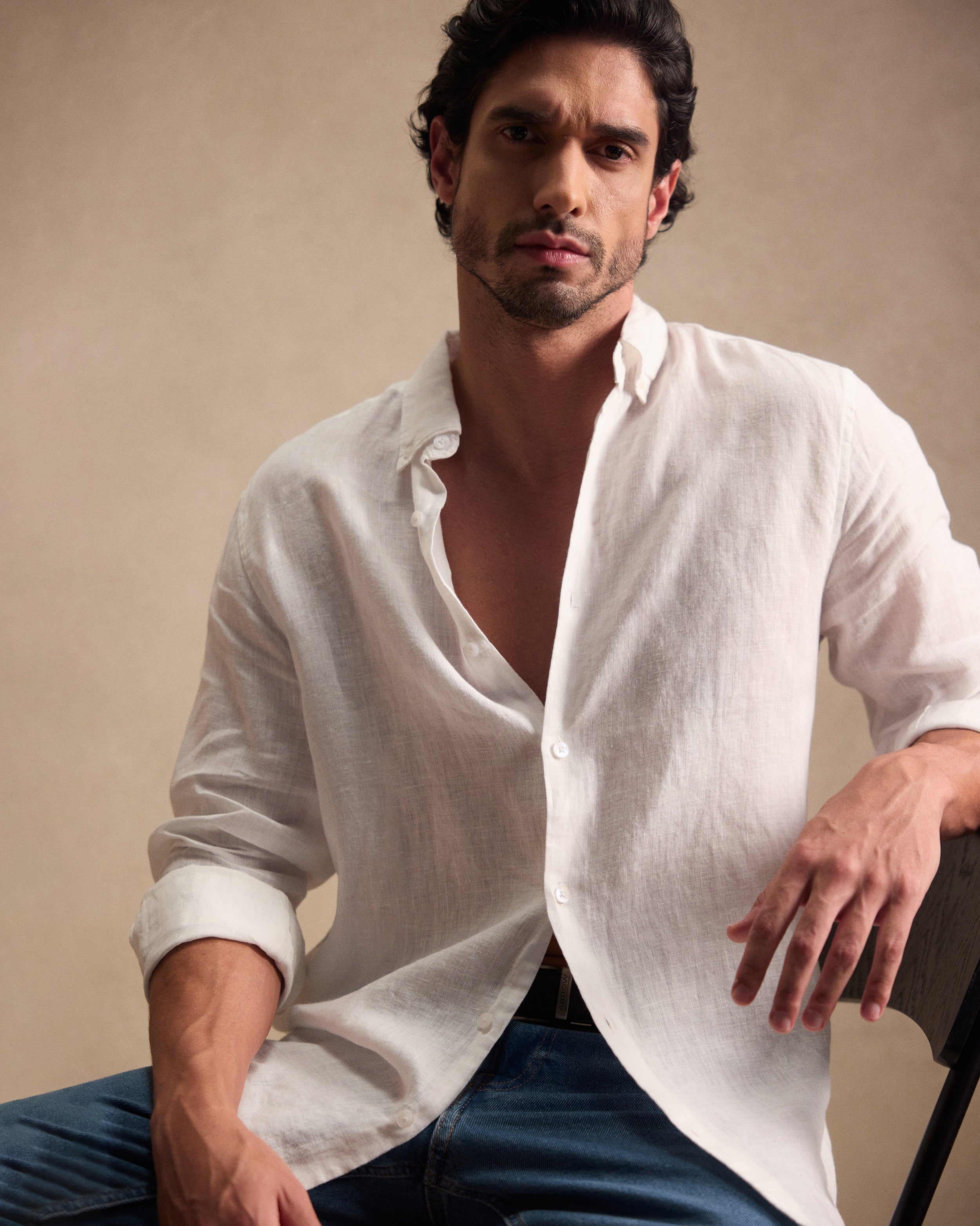 Moonveil premium linen shirt - white