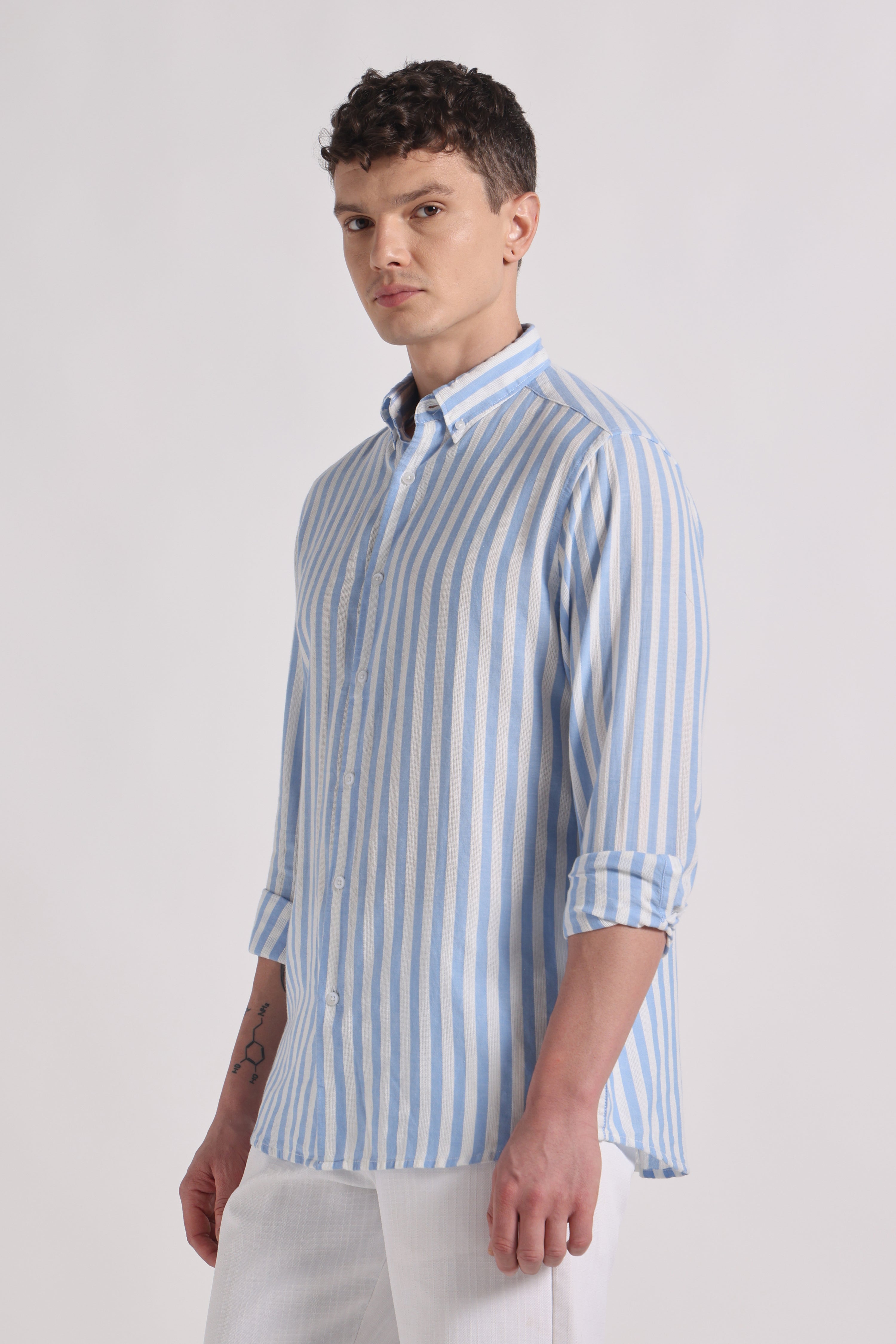Azure organic cotton - striped