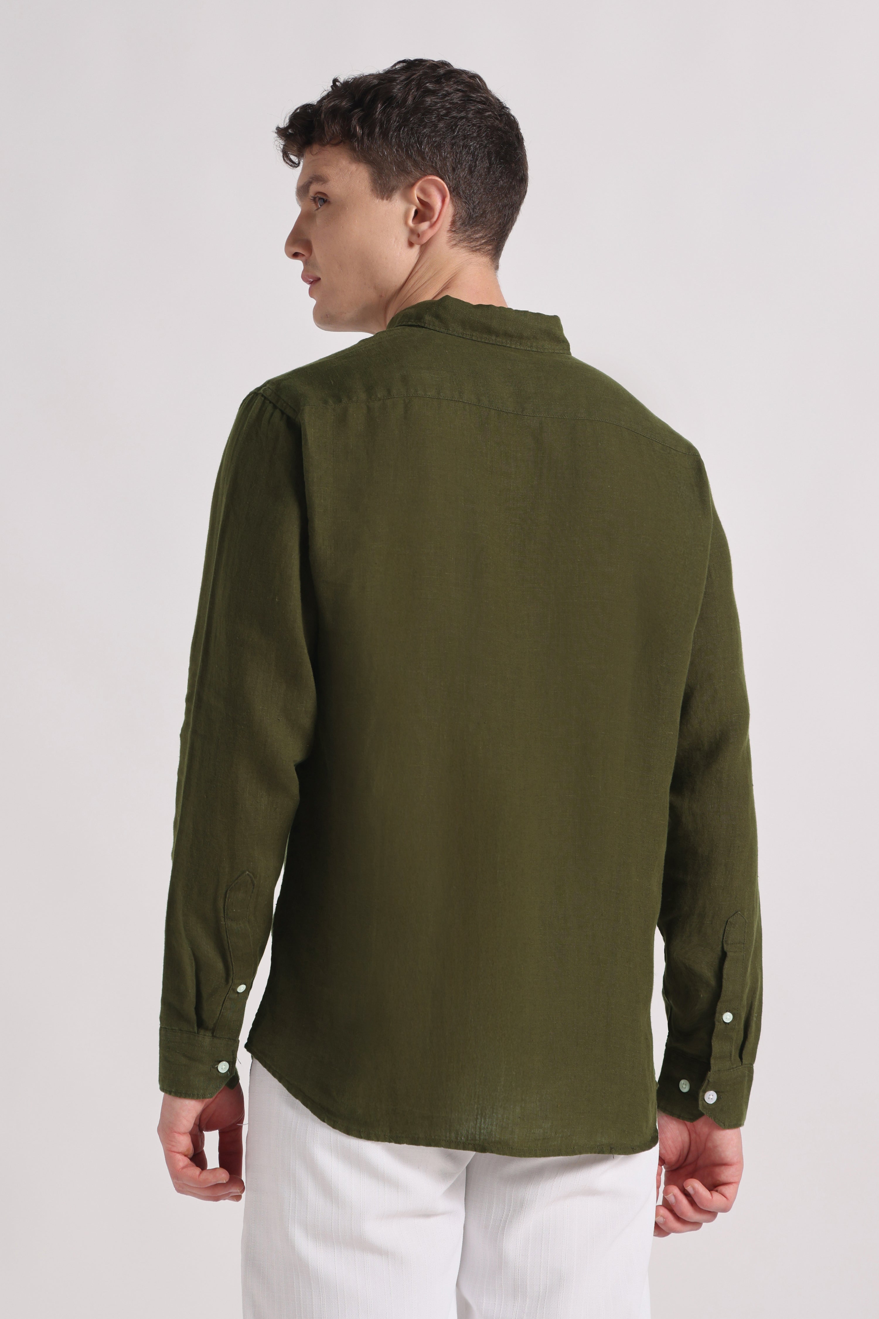 Toscano premium linen shirt - olive