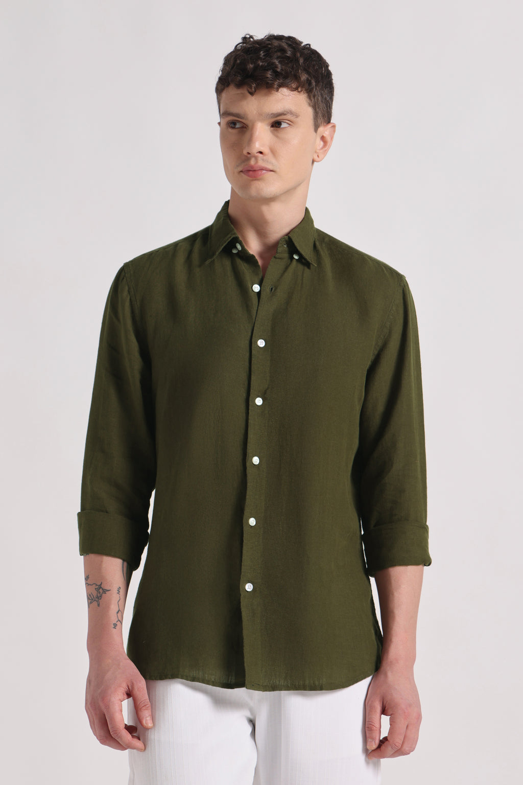 Toscano premium linen shirt - olive