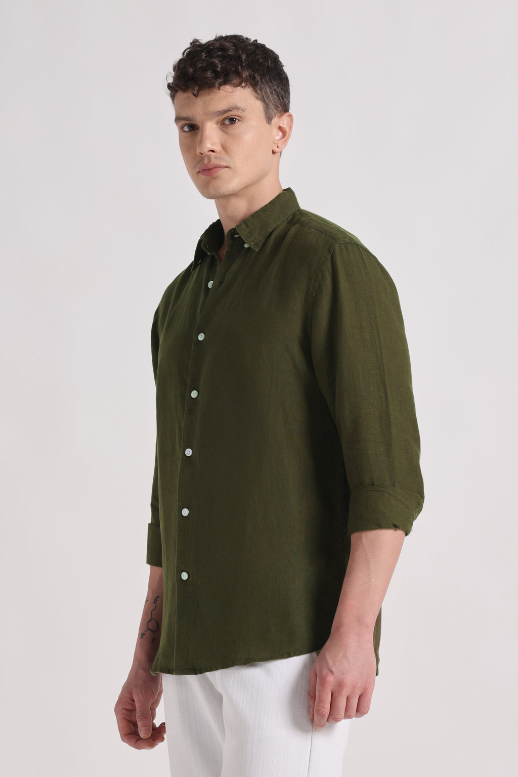 Toscano premium linen shirt - olive