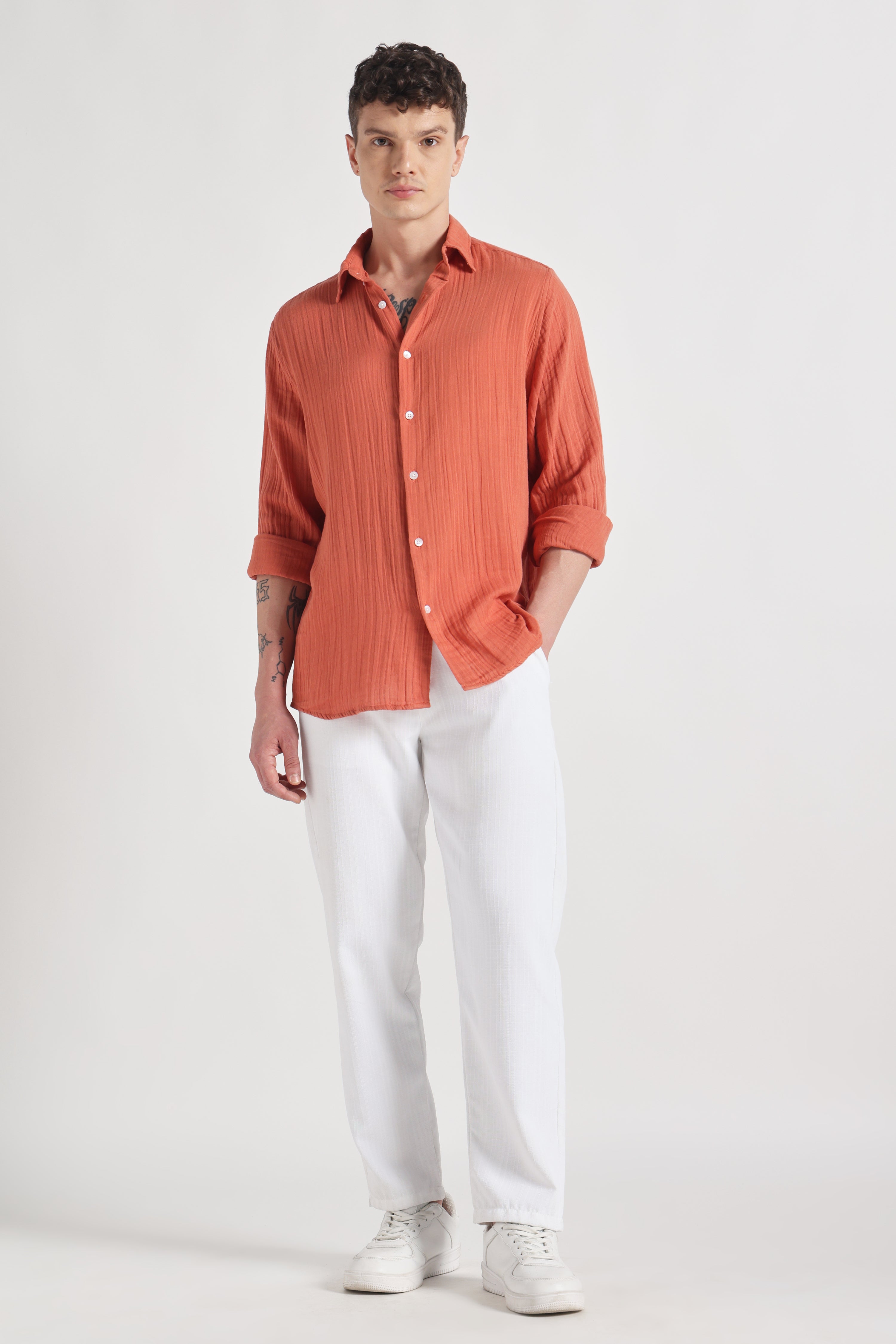 Octobre organic cotton shirt - rust