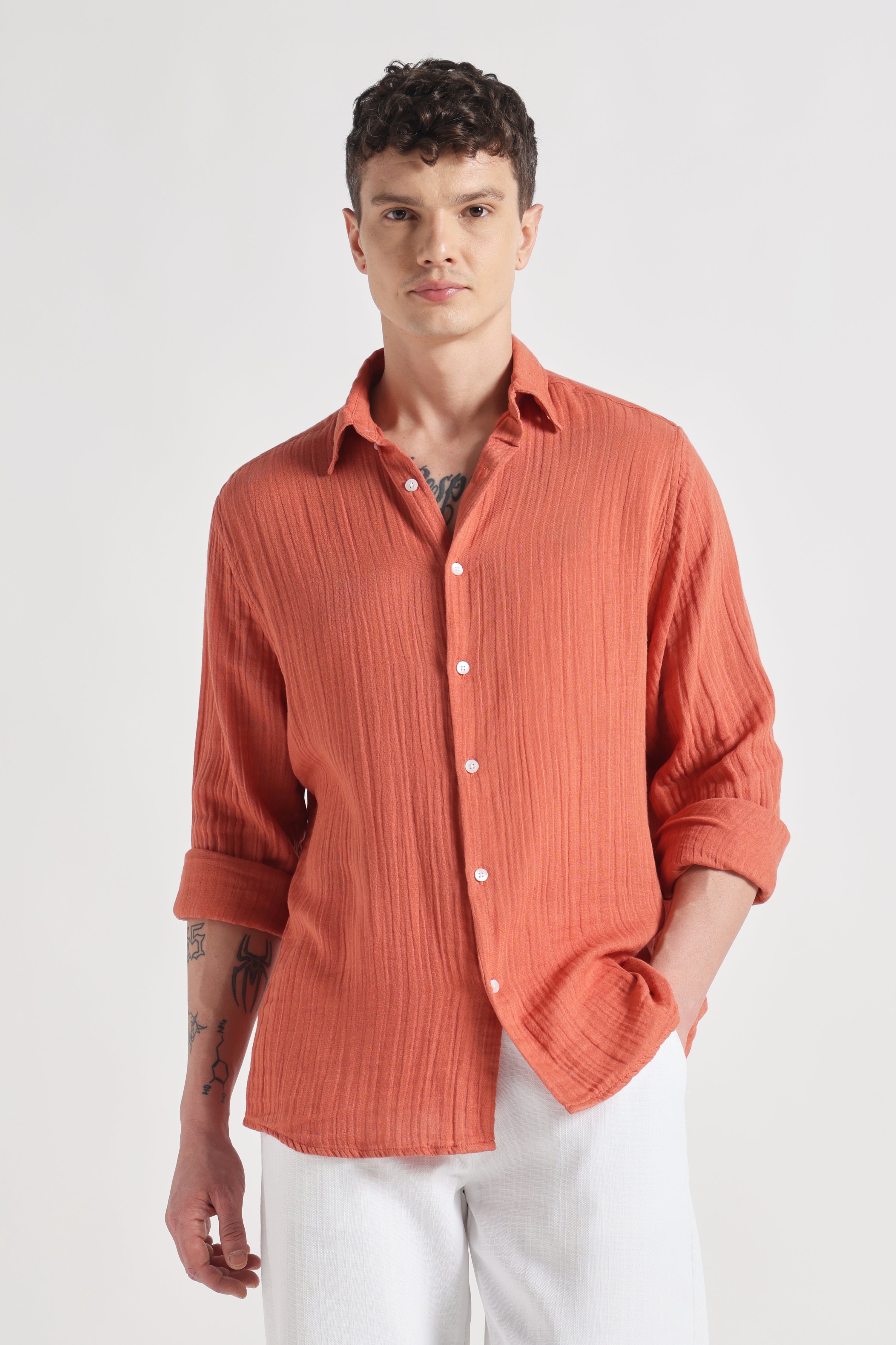 Octobre organic cotton shirt - rust
