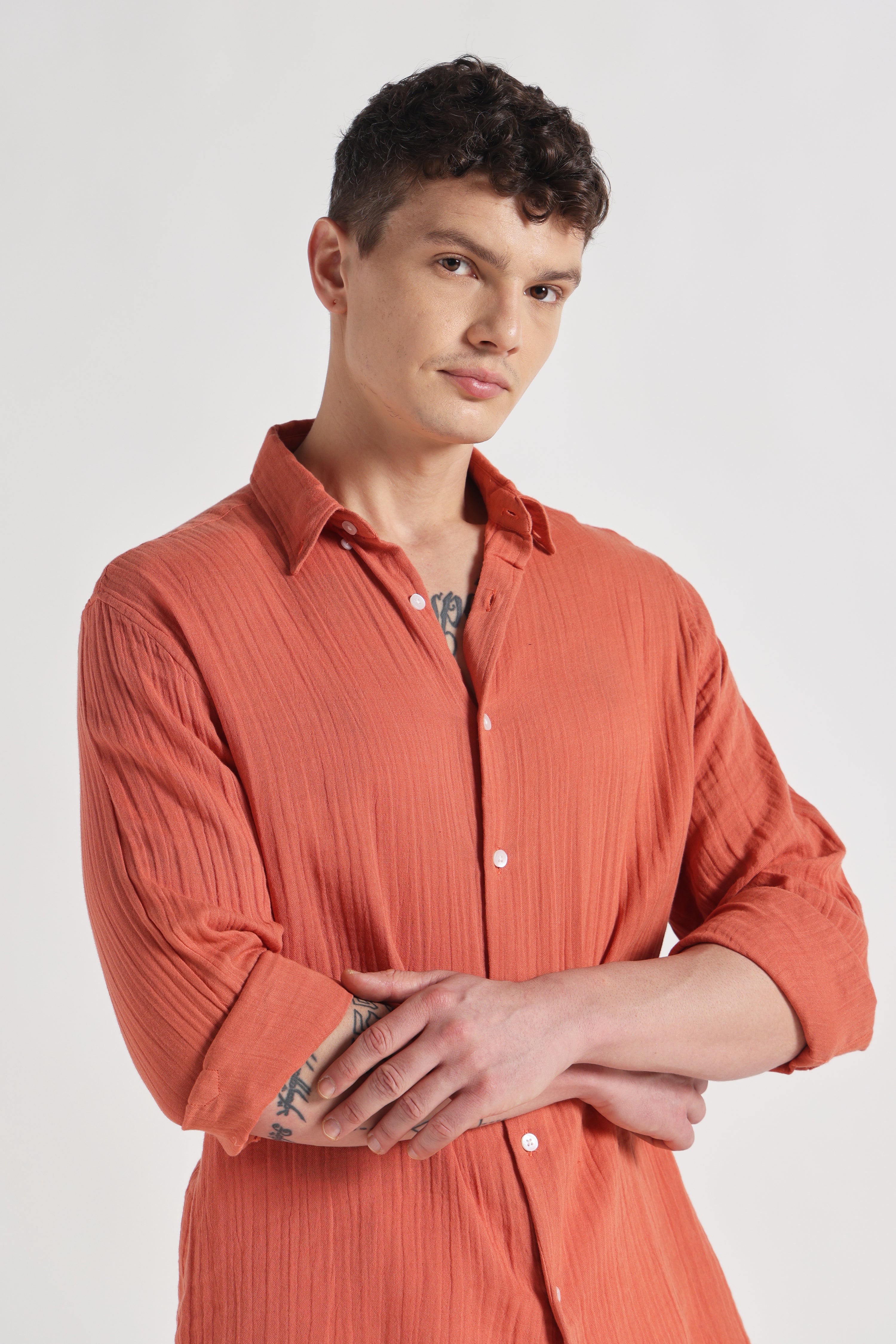 Octobre organic cotton shirt - rust
