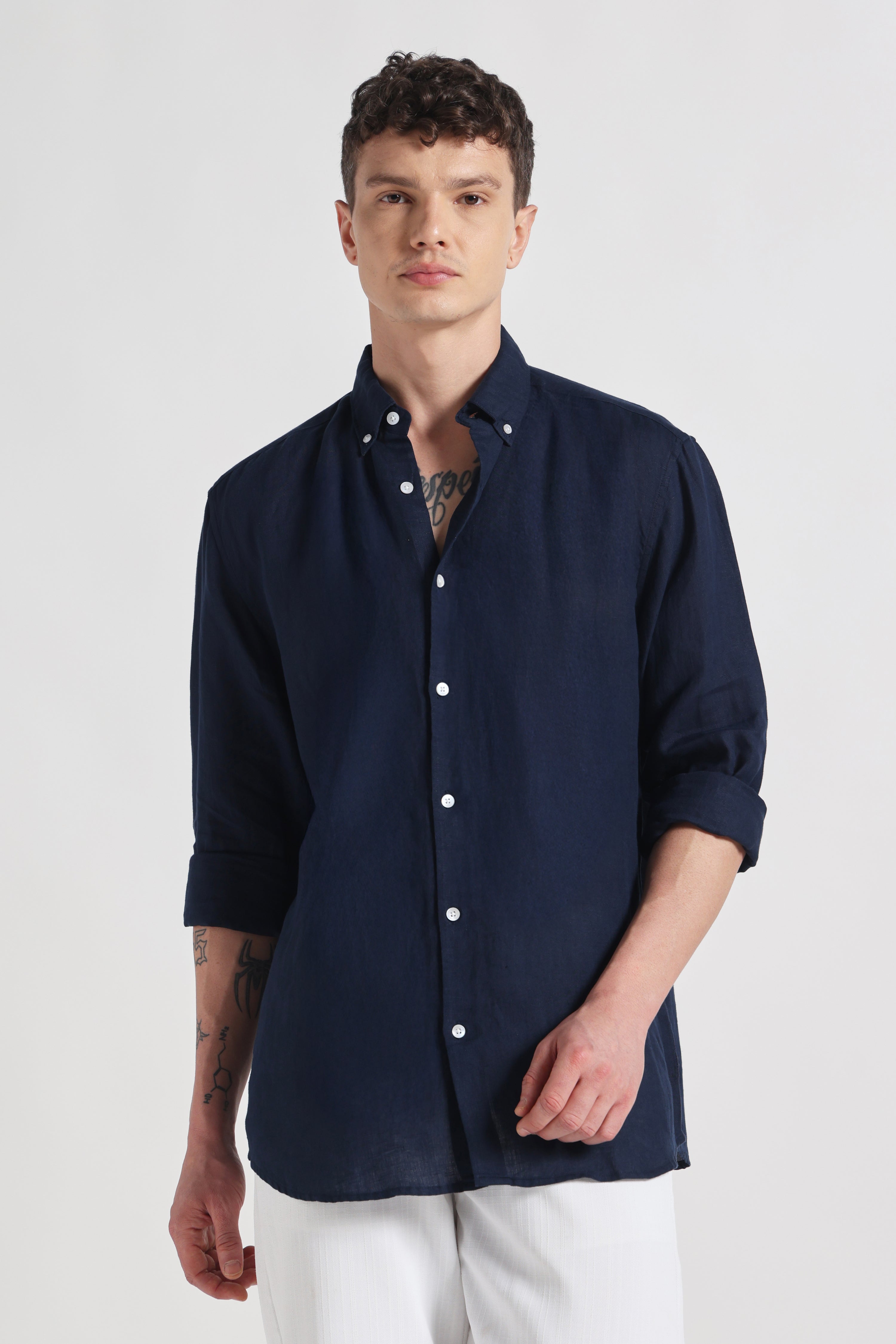 Aero premium linen shirt - navy