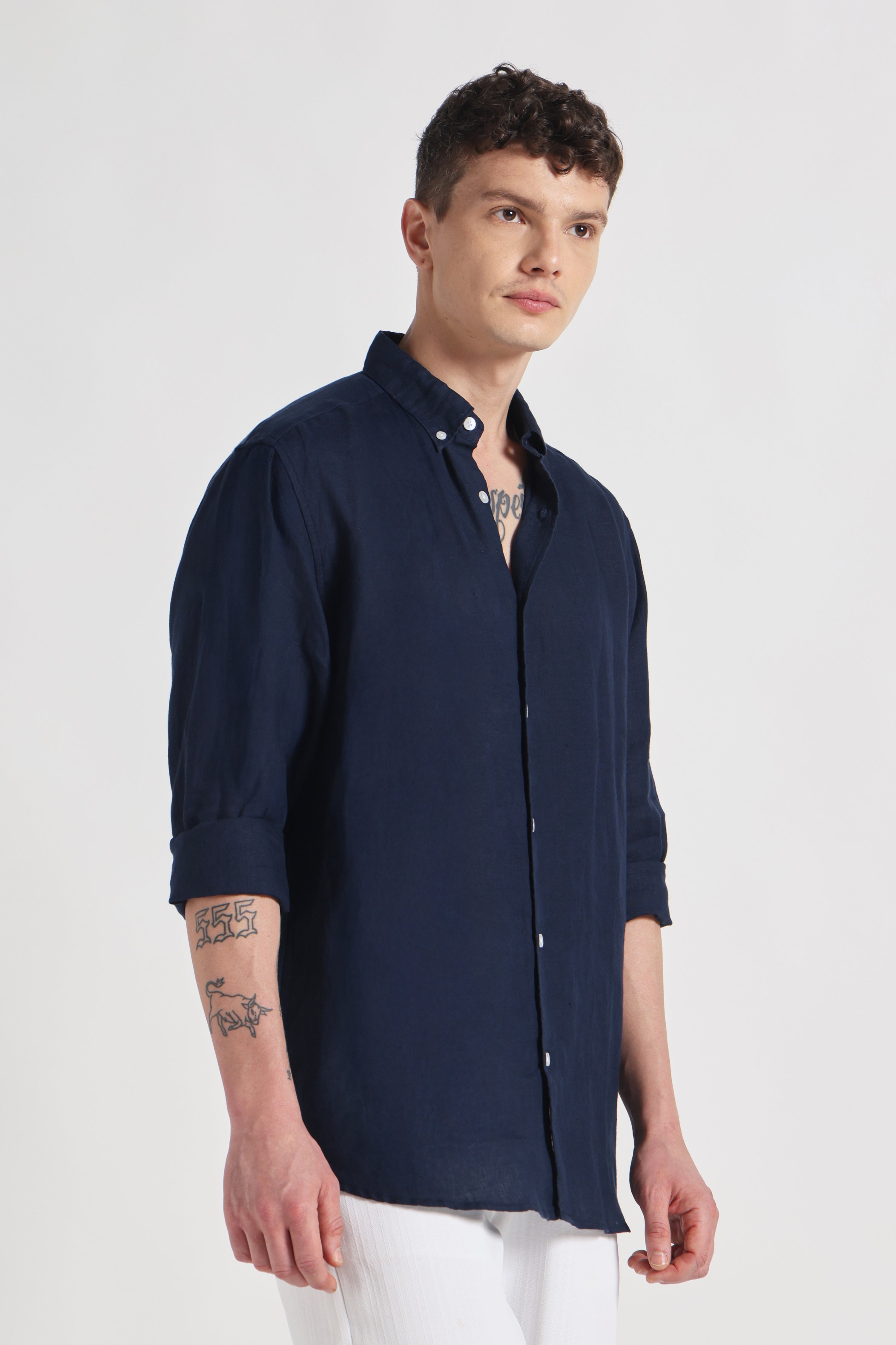 Aero premium linen shirt - navy