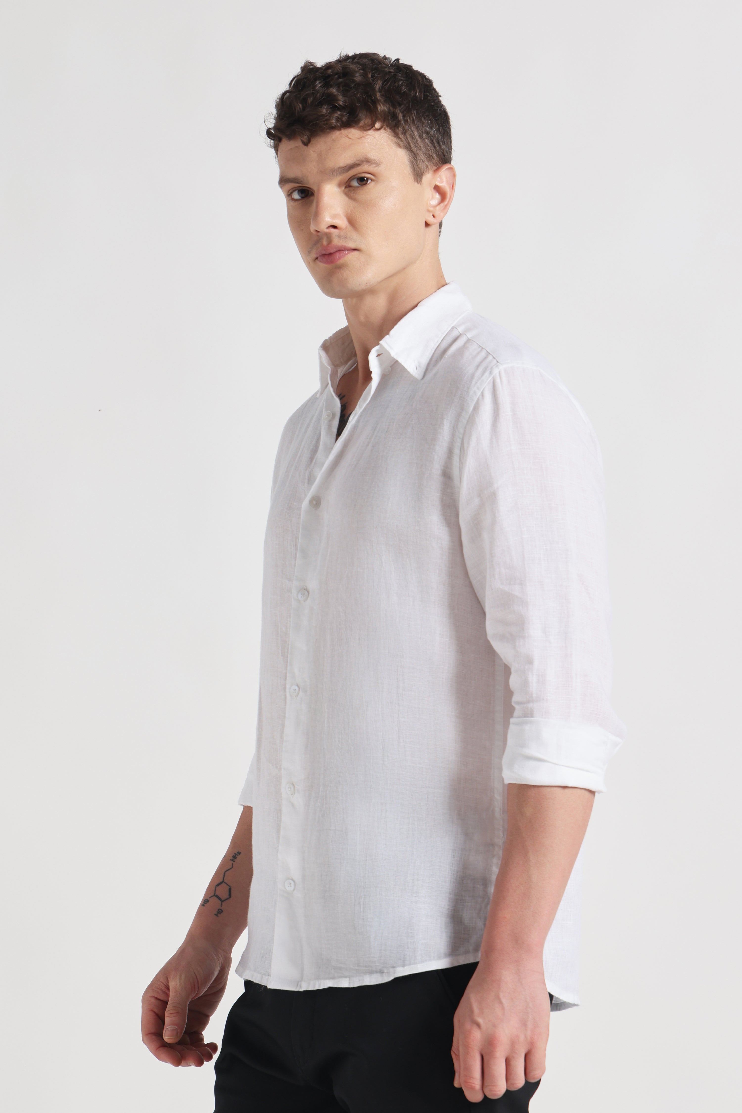 Moonveil premium linen shirt - white