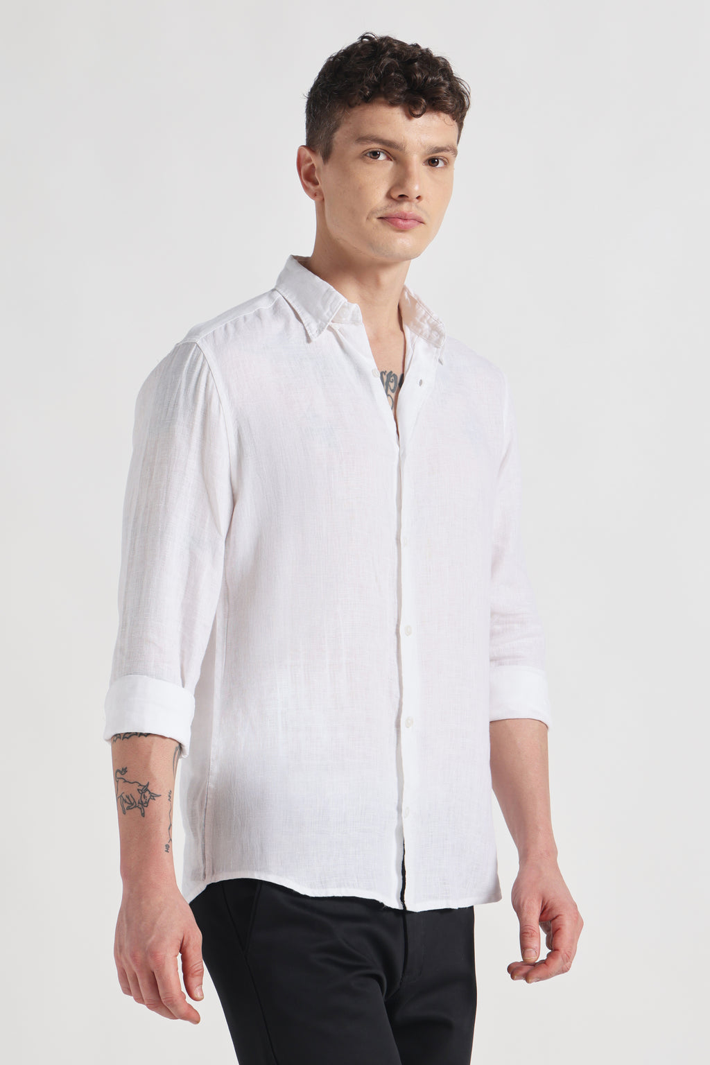 Moonveil premium linen shirt - white