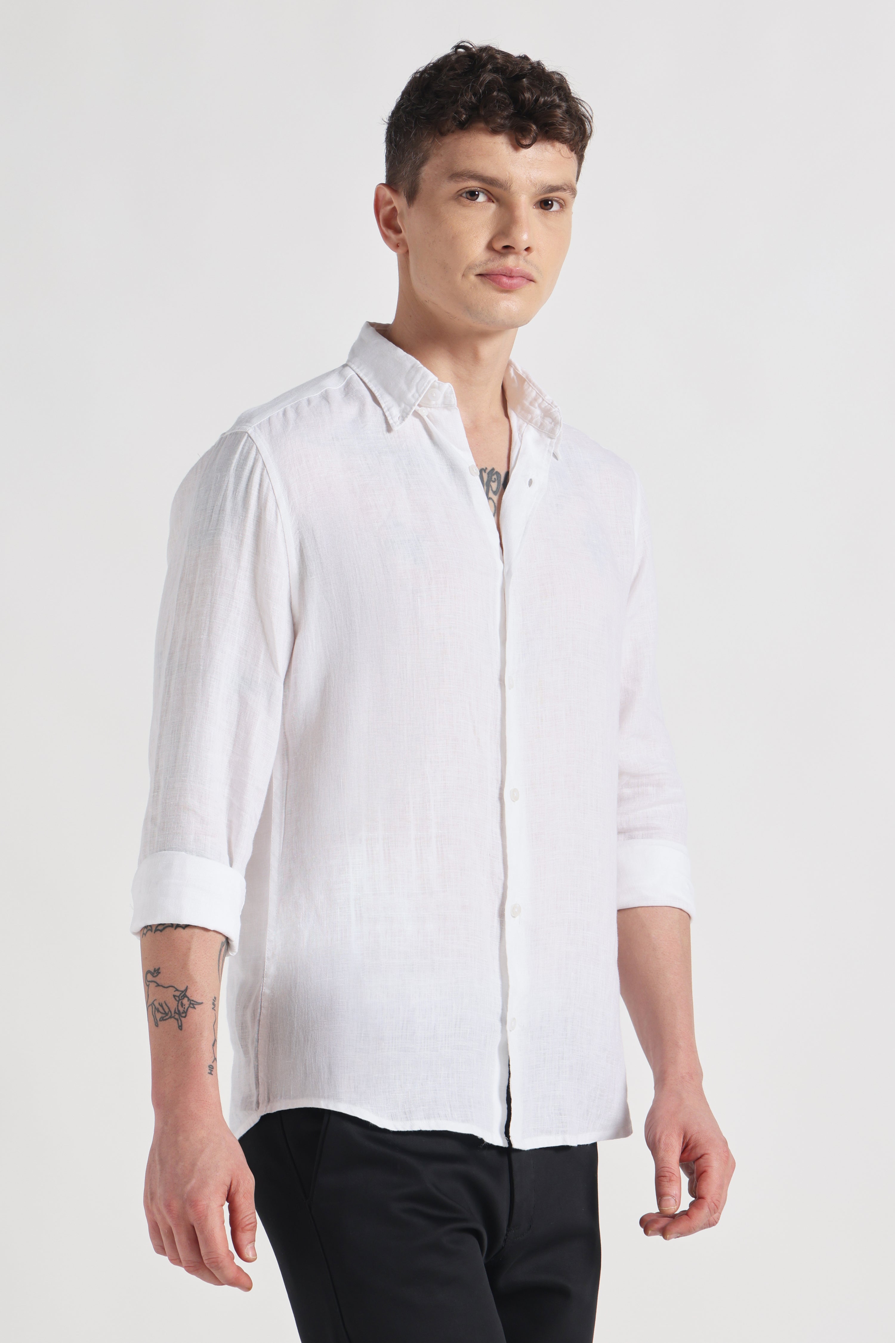 Moonveil premium linen shirt - white
