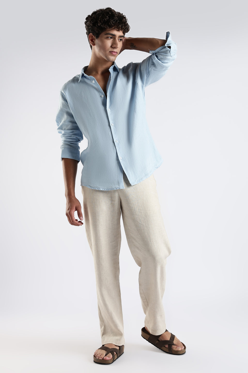Lucca premium linen shirt-  mist blue