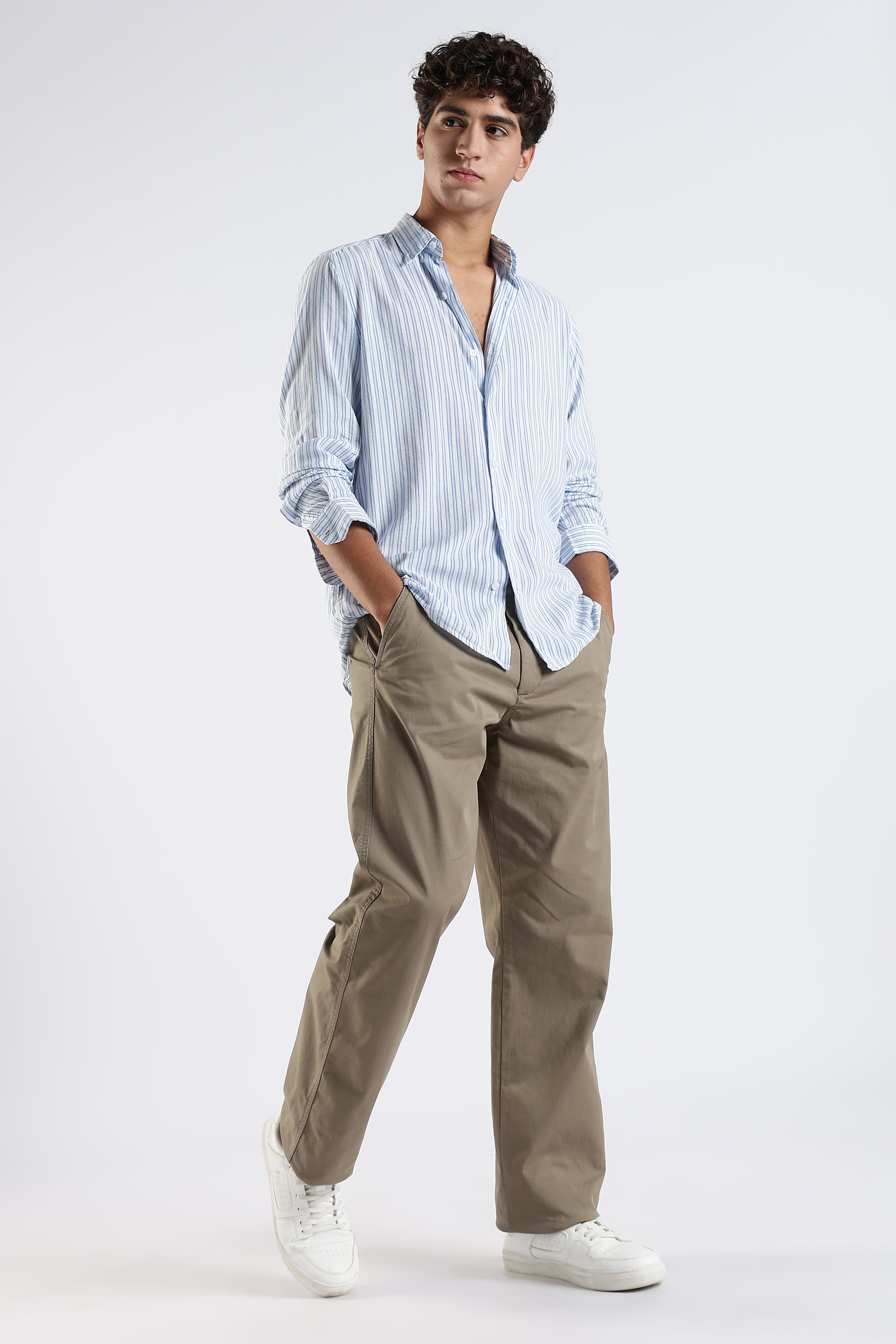 Lagoon blue striped organic cotton shirt