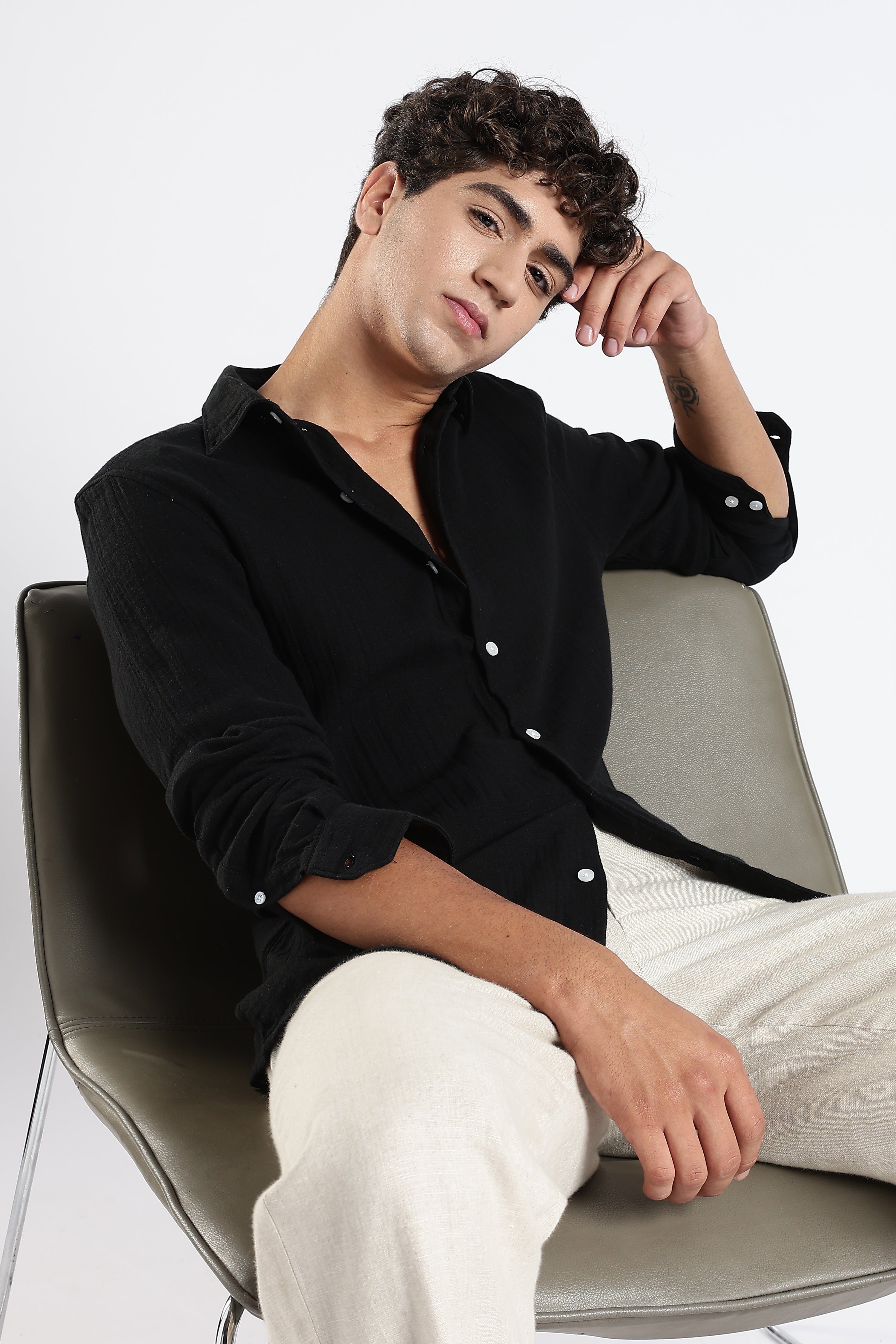 October organic cotton shirt - black