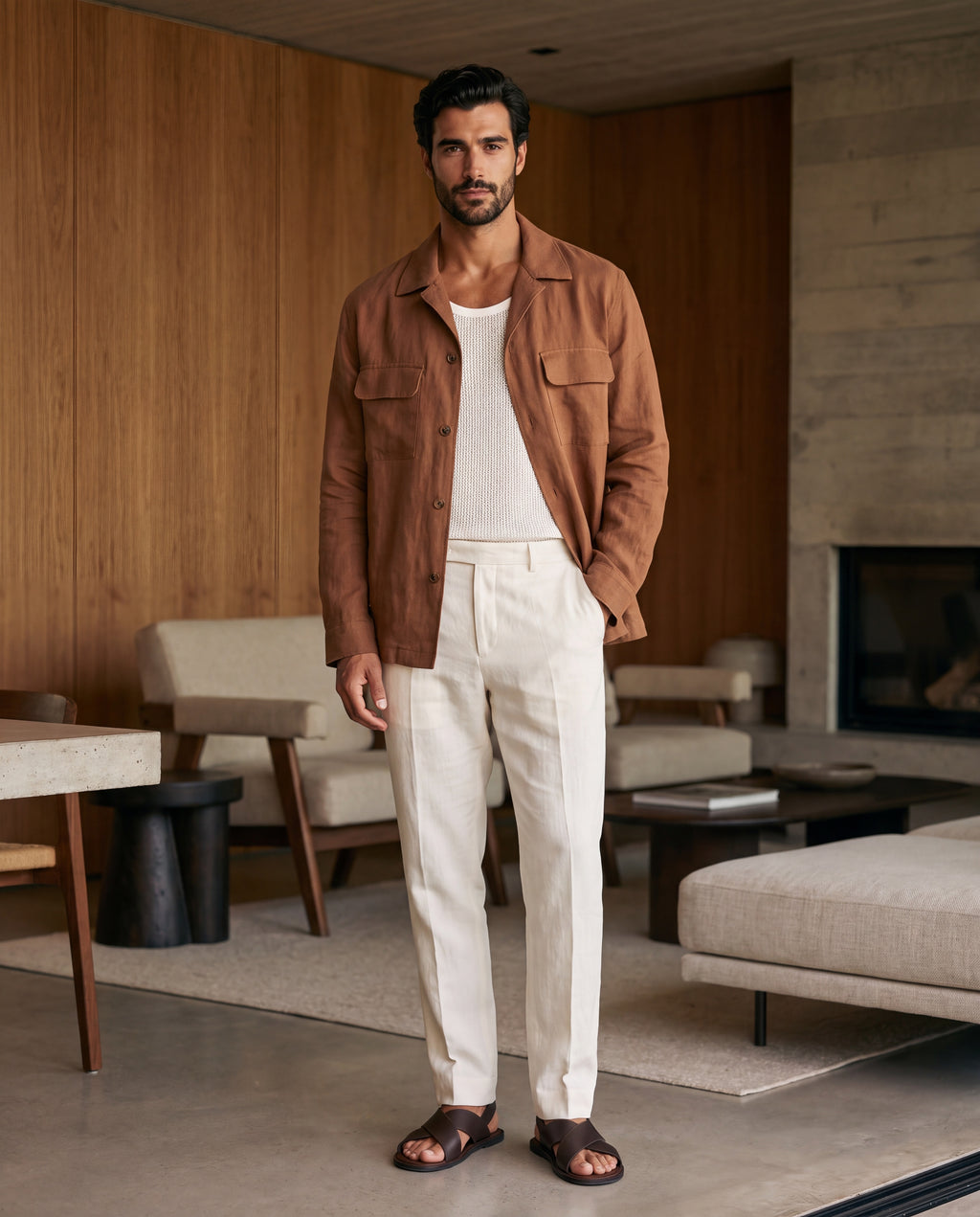 Stone sand shacket overshirt