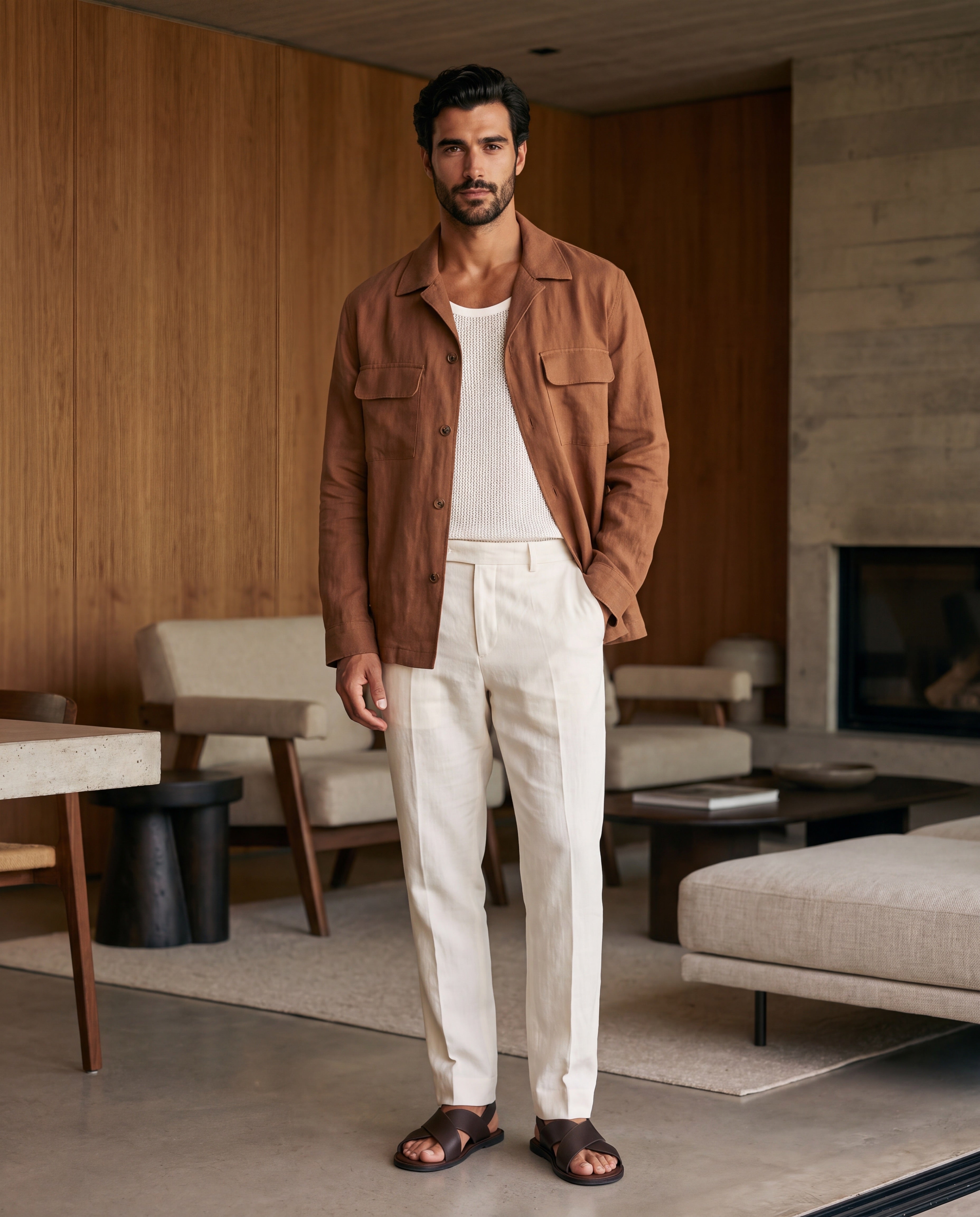 Stone sand shacket overshirt