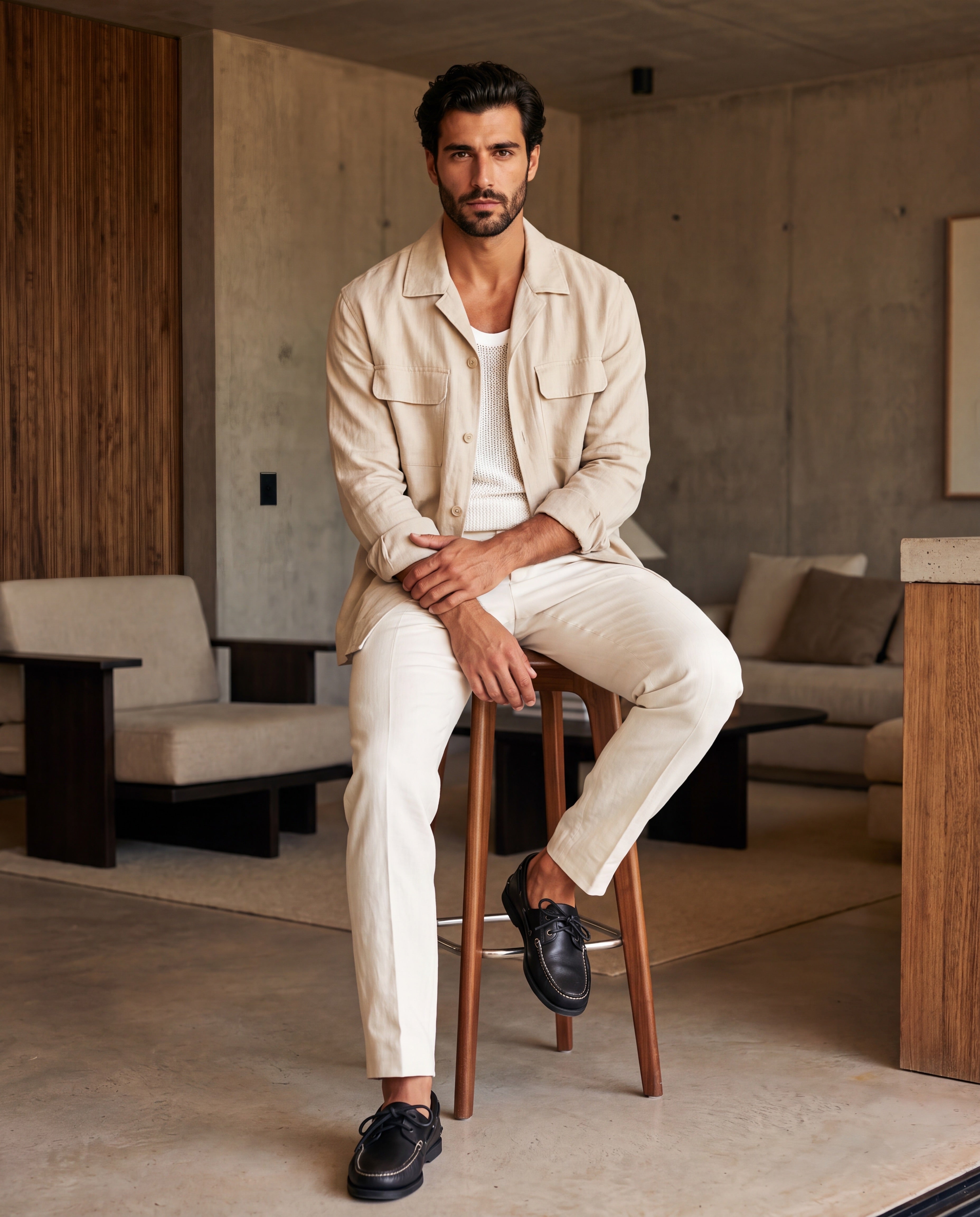 Shacket overshirt beige
