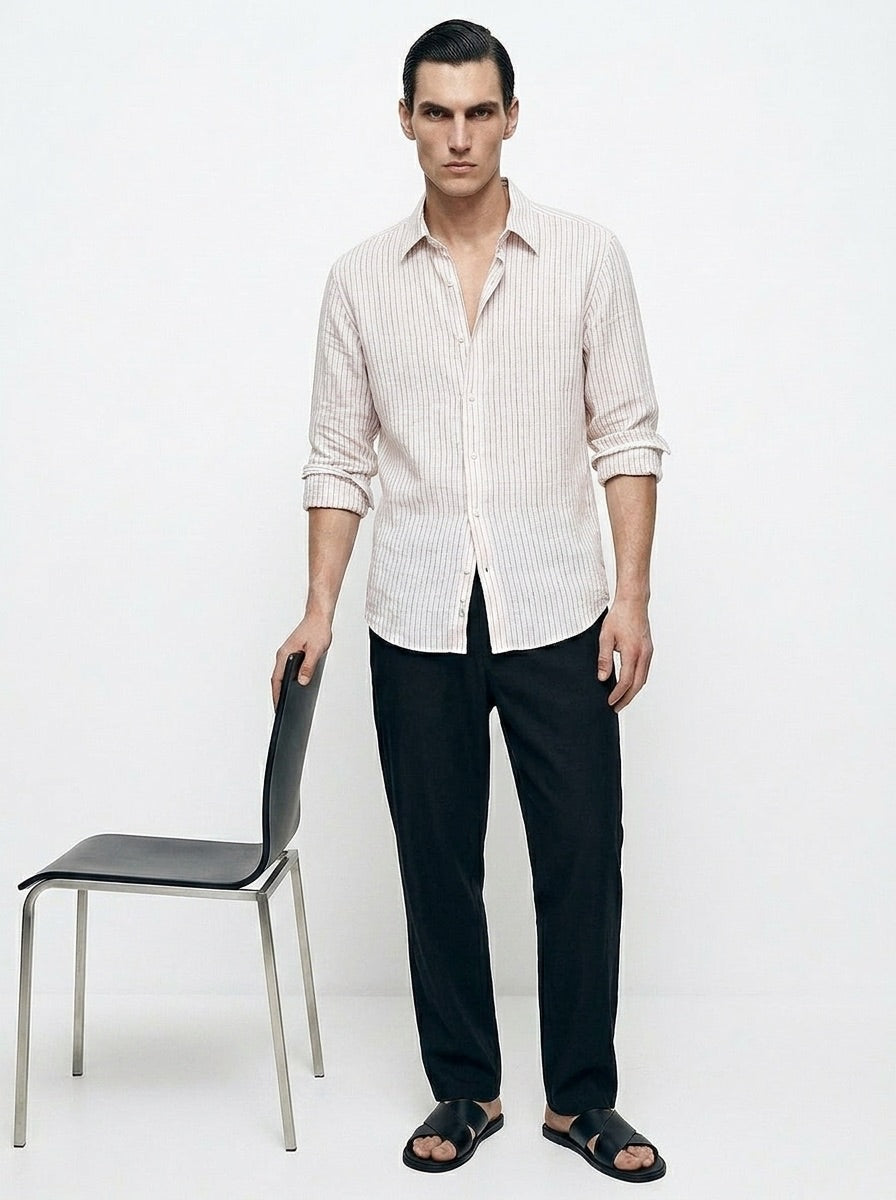Riviera wine Stripe linen shirt