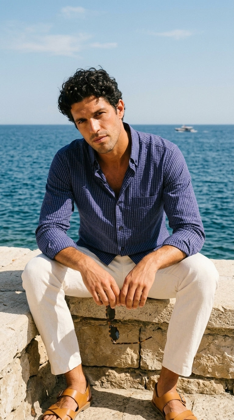 Juniper Berry seersucker shirt