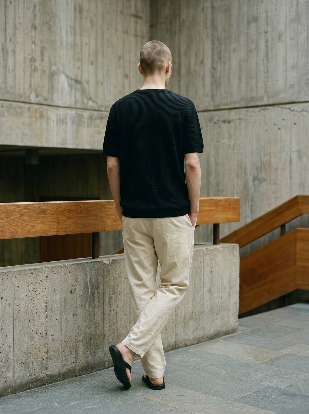 Linen cotton relaxed-Fit drawstring trousers