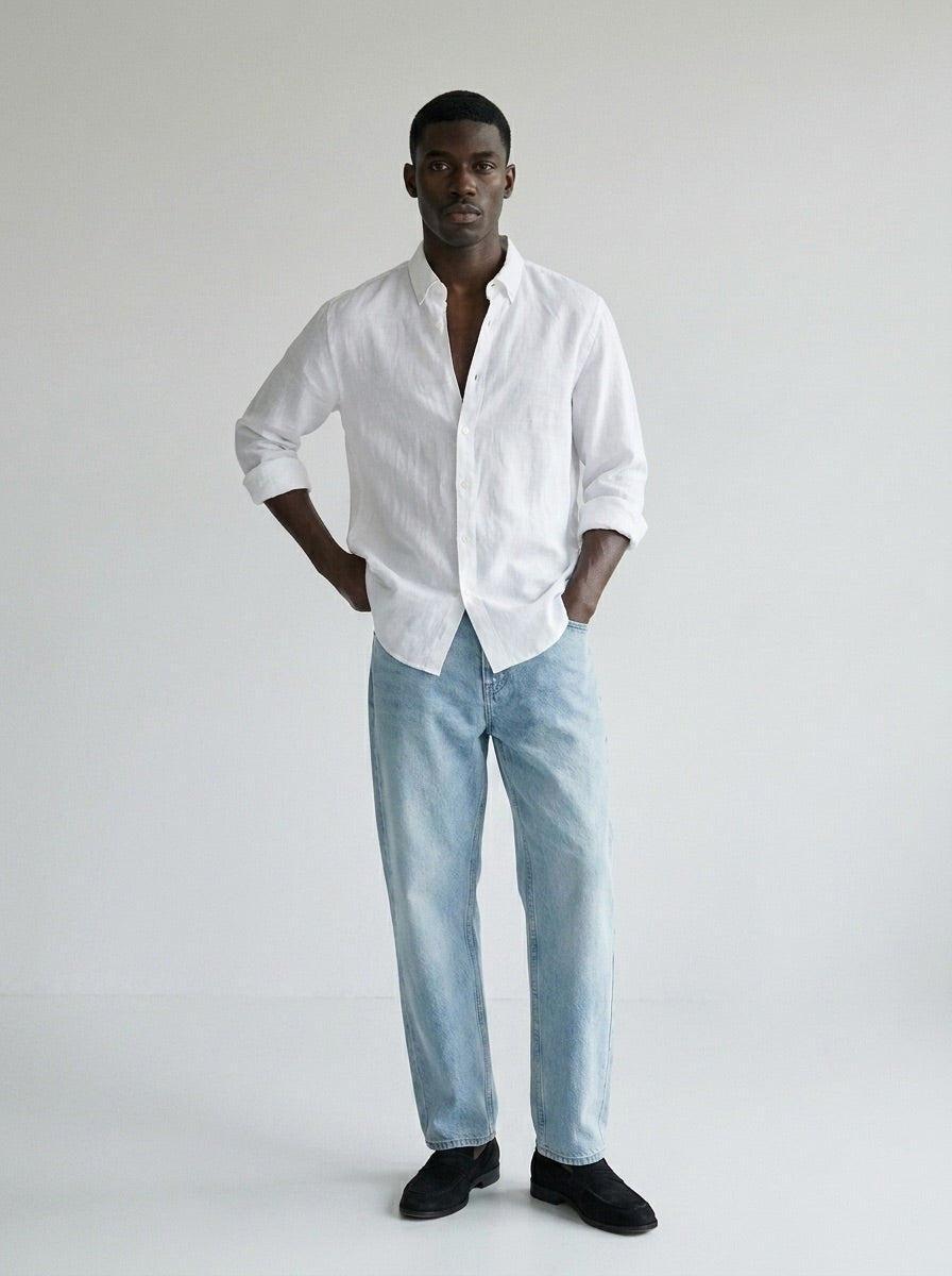Moonveil premium linen shirt - white