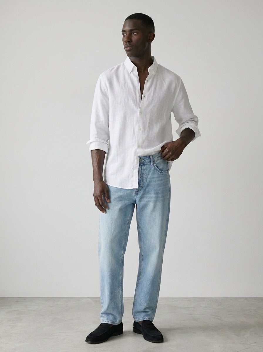 Moonveil premium linen shirt - white