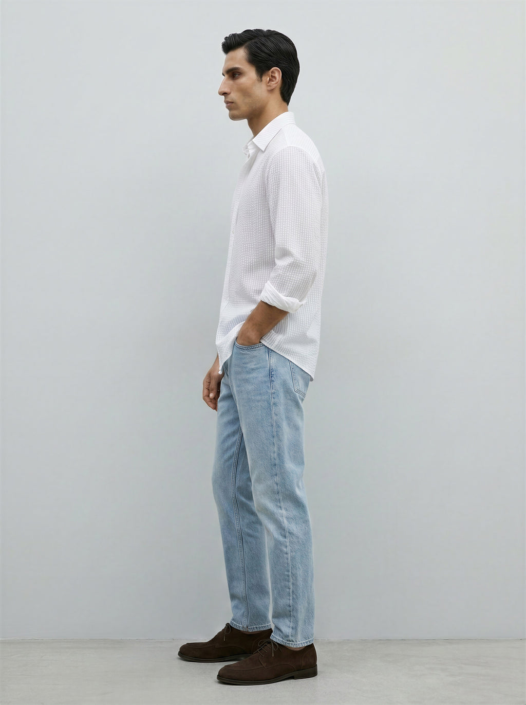 Driftwood white seersucker shirt