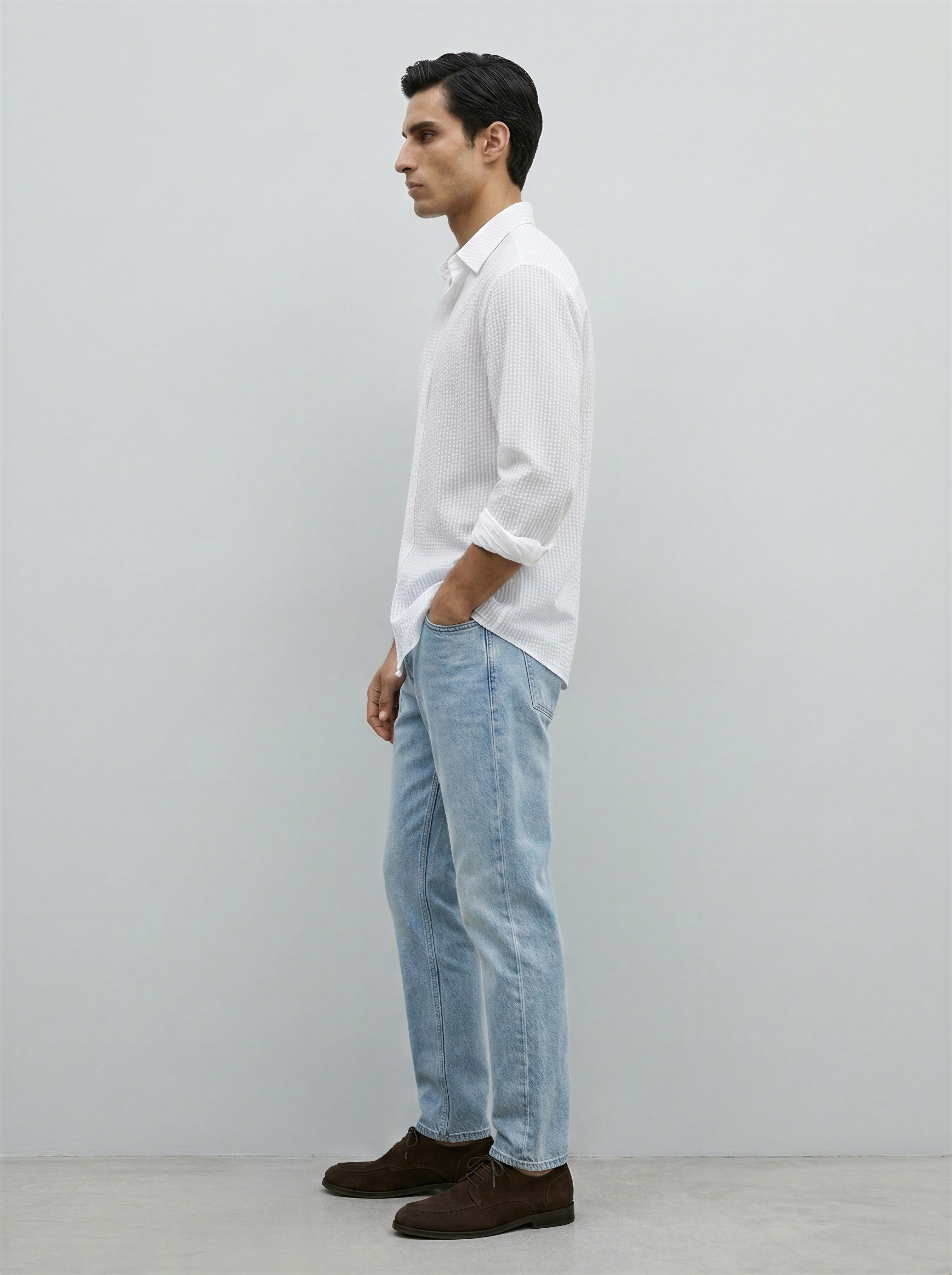 Driftwood white seersucker shirt